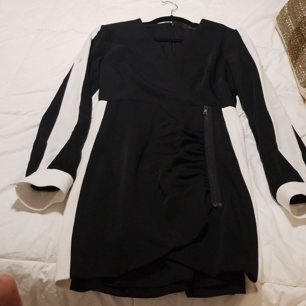 Bcbg black and white leya dress